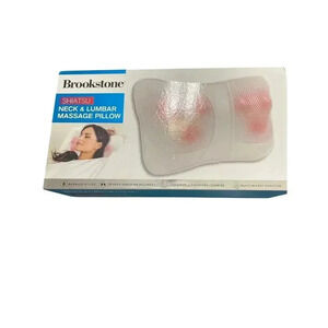 BROOKSTONE  SHIATSU MECK‎ AND LUMBAR MASSAGE PILLOW WITH HEAT FUNCTION